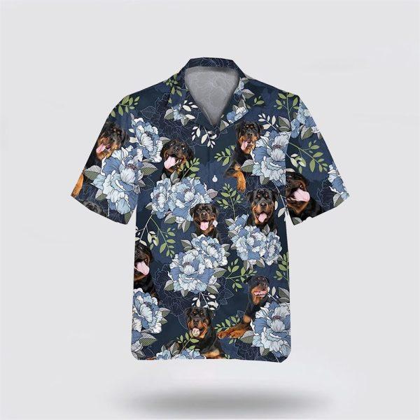 Rottweiler  On The Blue Flower Background Hawaiian Shirt – Pet Lover Hawaiian Shirts