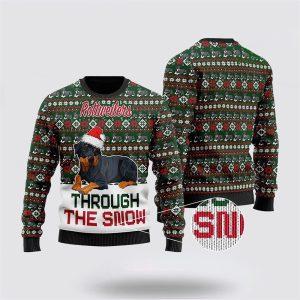 Rottweilers Through The Snow Christmas Ugly Sweater…