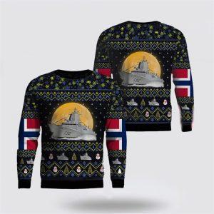 Royal Norwegian Navy HNoMS Fridtjof Nansen Christmas AOP Sweater – Unique Christmas Sweater Gift For Military Personnel