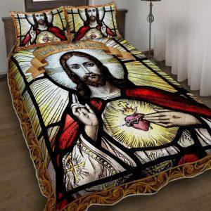 Sacred Heart Of Jesus Christian Quilt Bedding Set Christian Gift For Believers 1 axhfac.jpg