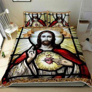 Sacred Heart Of Jesus Christian Quilt Bedding Set Christian Gift For Believers 2 u583gp.jpg