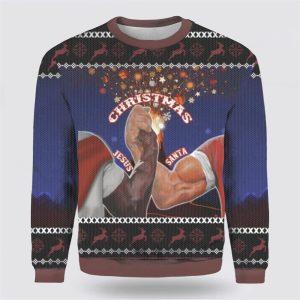 Santa And Jesus Ugly Christmas Sweater –…