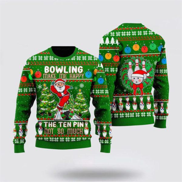 Santa Bowling Go Strike Ugly Christmas Sweater – Christmas Gift For Bowling Enthusiasts