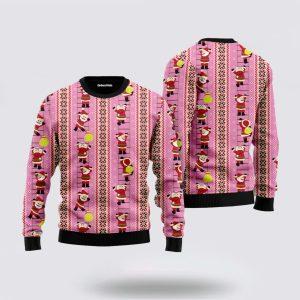 Santa Claus Climbing Pattern Ugly Christmas Sweater…