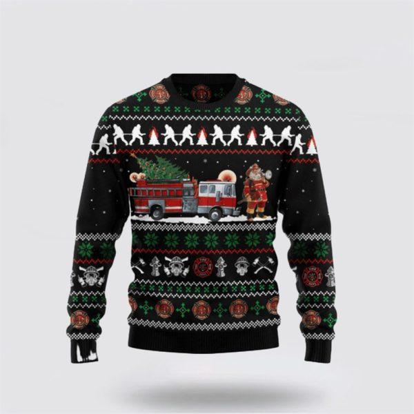 Santa Claus Firefighter Ugly Christmas Sweater – Christmas Gifts For Firefighters