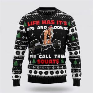 Santa Claus Love Gym Ugly Christmas Sweater…