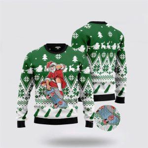 Santa Claus Skateboarding Ugly Christmas Sweater –…