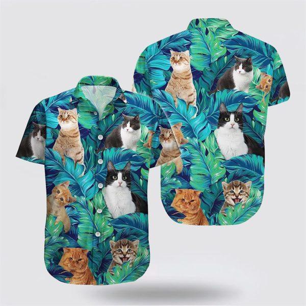 Scottish Fold Is So Cute In The Green Tropic Hawaiin Shirt – Gifts For Pet Lover