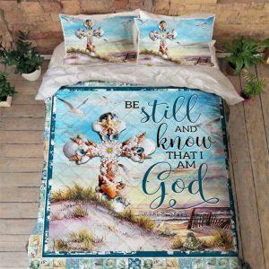 Seashells Cross Be Still And Know That I Am God Beach Quilt Bedding Set Christian Gift For Believers 1 lx8iom.jpg