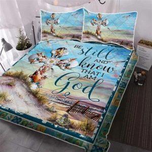 Seashells Cross Be Still And Know That I Am God Beach Quilt Bedding Set Christian Gift For Believers 2 zqp1y9.jpg