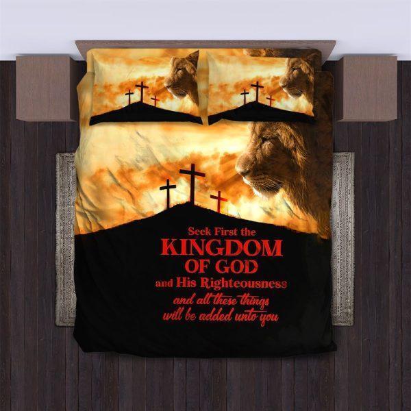 Seek First The Kingdom of God Christian Quilt Bedding Set – Christian Gift For Believers