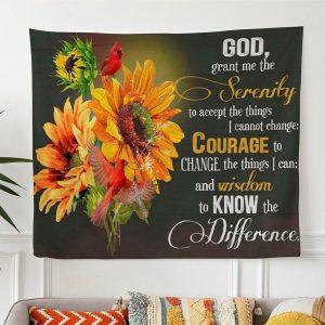 Serenity Prayer Sunflower Tapestry Wall Art –…