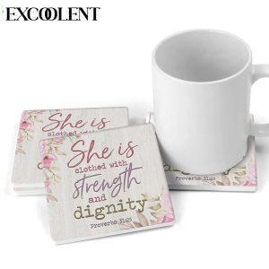 She Is Clothed With Strength And Dignity Wall Decor Stone Coasters Coasters Gifts For Christian 2 fjx2tu.jpg