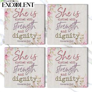 She Is Clothed With Strength And Dignity Wall Decor Stone Coasters Coasters Gifts For Christian 3 uaki4d.jpg