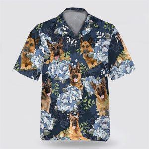 Shephered Dog On The Blue Flower Background…