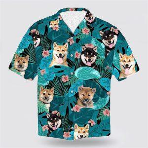 Shiba Dog On The Green Tropic Background…