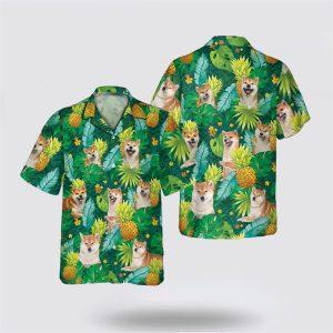 Shiba Inu Dog Leaves Green Tropic Pattern Hawaiian Shirt Gift For Dog Lover 3 mckkv3.jpg
