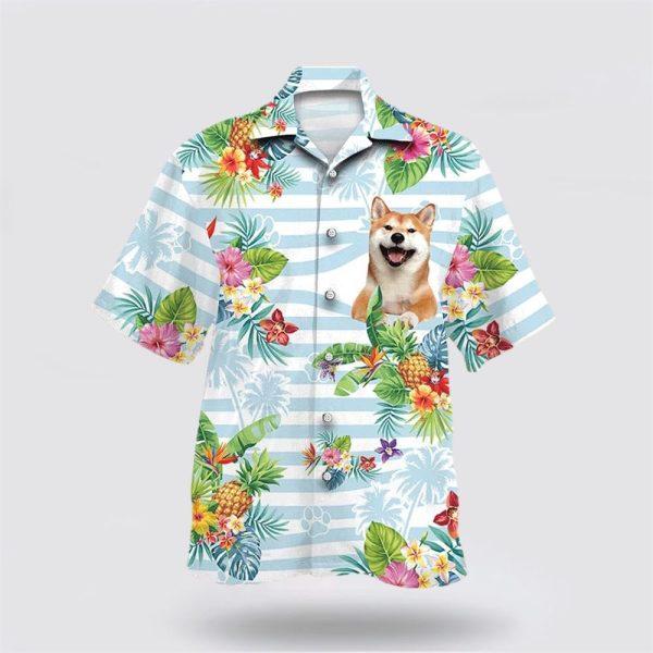 Shiba Inu Dog Pineapple Flower Pattern Hawaiian Shirt – Dog Lover Hawaiian Shirts