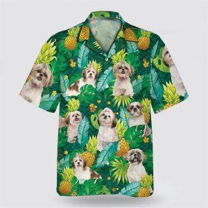 Shih Tzu Dog Leaves Green Tropic Pattern…