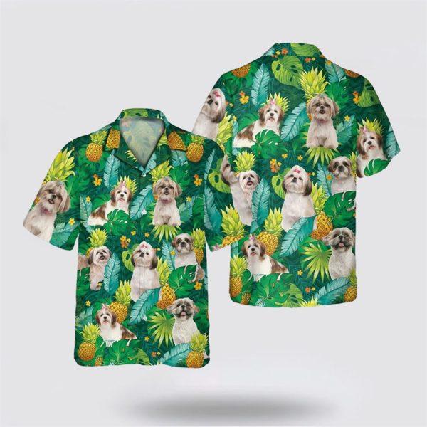 Shih Tzu Dog Leaves Green Tropic Pattern Hawaiian Shirt – Gift For Dog Lover