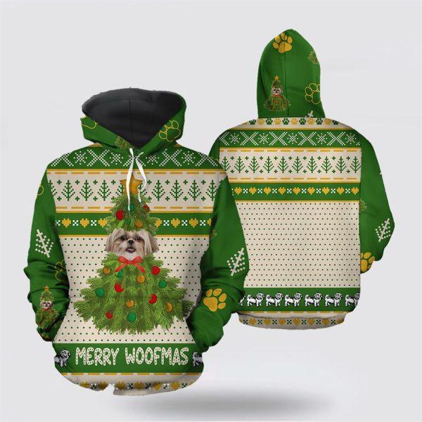 Shih Tzu Merry Woofmas Christmas All Over Print 3D Hoodie – Pet Lover Christmas Hoodie