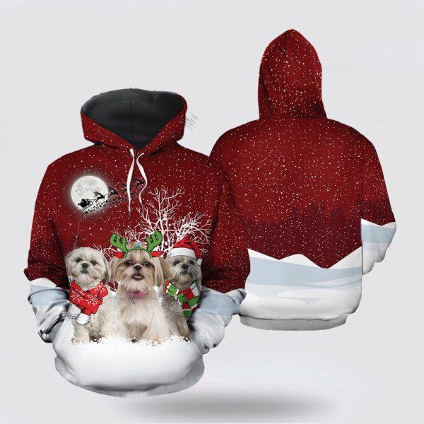 Shih Tzu Wonderful Time Christmas All Over Print 3D Hoodie – Pet Lover Christmas Hoodie