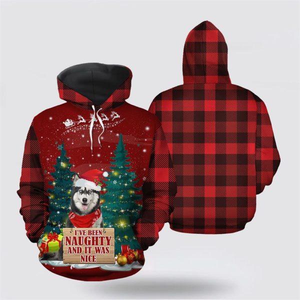 Siberian Husky Naughty Christmas All Over Print 3D Hoodie – Pet Lover Christmas Hoodie