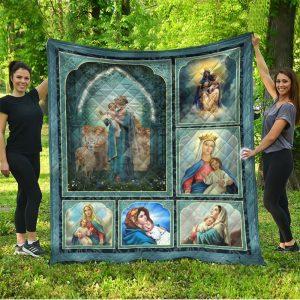 Sika Deer Maria And Jesus Christian Quilt Blanket Gifts For Christians 3 wphxac.jpg