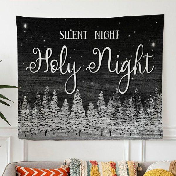 Silent Night Holy Night Christmas Tree Tapestry Wall Art – Gifts For Christian Families