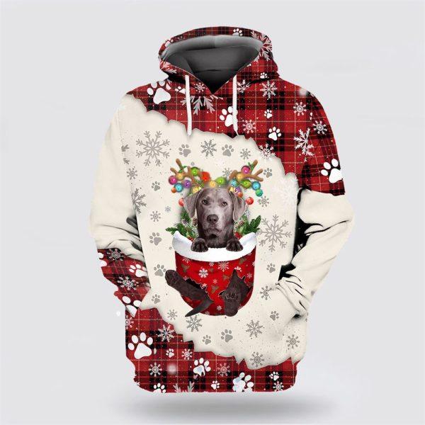 Silver Labrador In Snow Pocket Merry Christmas All Over Print 3D Hoodie – Dog Lover Christmas Hoodie