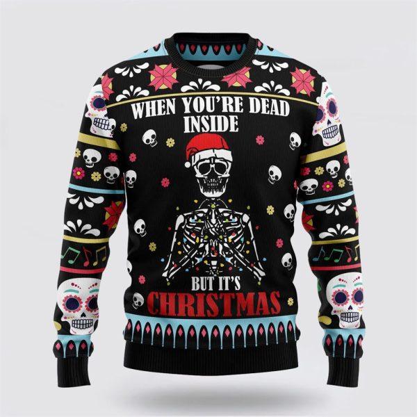 Skull Inside Christmas Ugly Sweater Festive Attire For Men And Women – Christmas Gifts For Frends