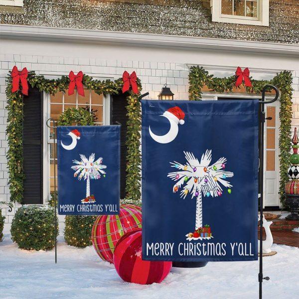 South Carolina Christmas Flag Merry Christmas Y’all – Christmas Flag Outdoor Decoration