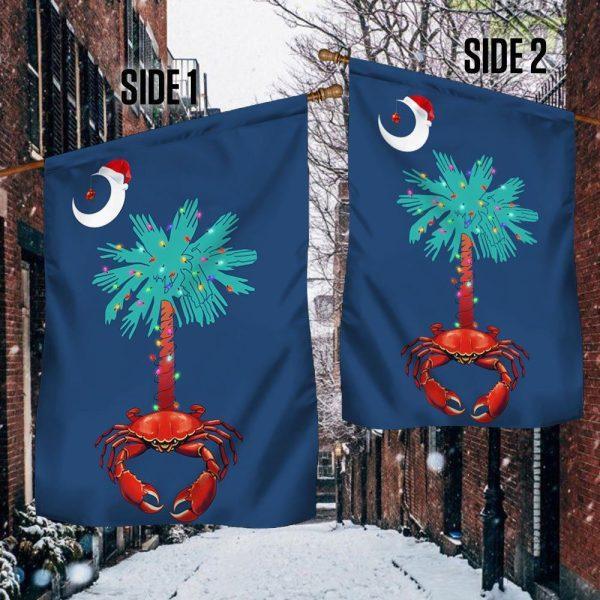 South Carolina Christmas Flag Palm Tree South Carolina Crab Santa Flag – Christmas Flag Outdoor Decoration