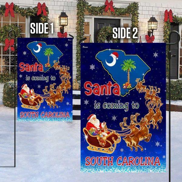 South Carolina Christmas Flag Santa Is Coming To South Carolina – Christmas Flag Outdoor Decoration