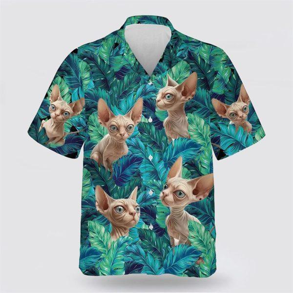 Sphyns Cat In The Green Tropic Pattern Hawaiin Shirt – Gifts For Pet Lover
