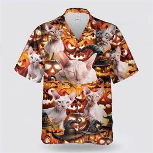 Sphynx Cat Halloween Pattern Hawaiian Shirt –…