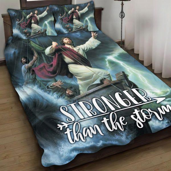 Stronger Than The Storm Christian Quilt Bedding Set – Christian Gift For Believers