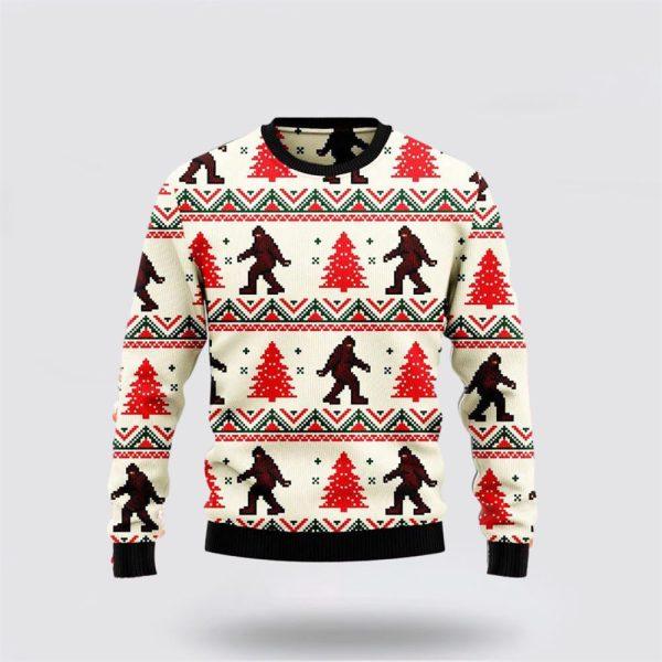 Stylish Bigfoot Ugly Christmas Sweater Knit Wool Holiday Sweater – Gifts For Bigfoot Lovers
