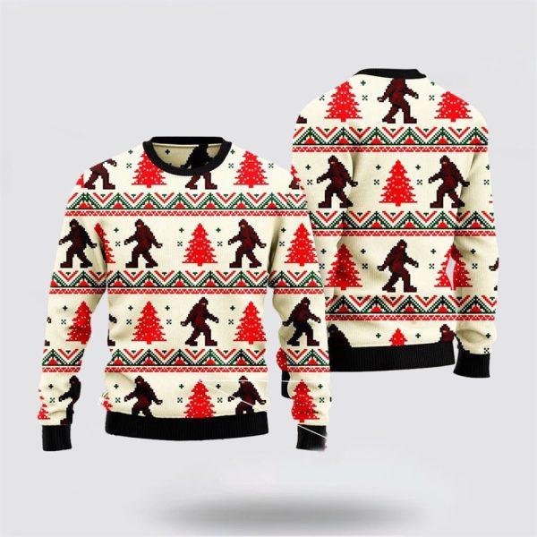 Stylish Bigfoot Ugly Christmas Sweater Knit Wool Holiday Sweater – Gifts For Bigfoot Lovers