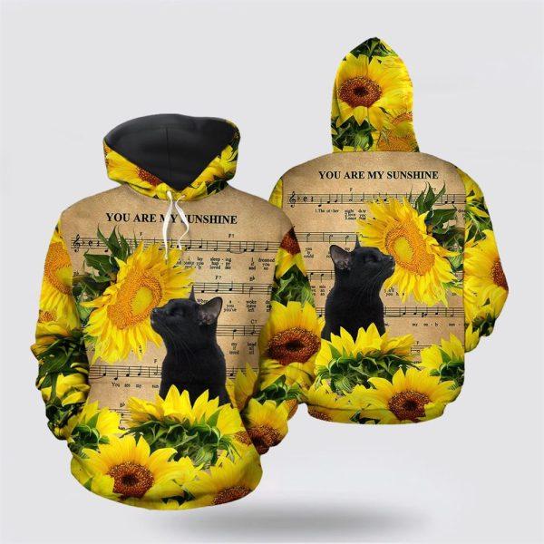 Sunflower Blackcat Christmas All Over Print Hoodie – Cat Lover Christmas Hoodie
