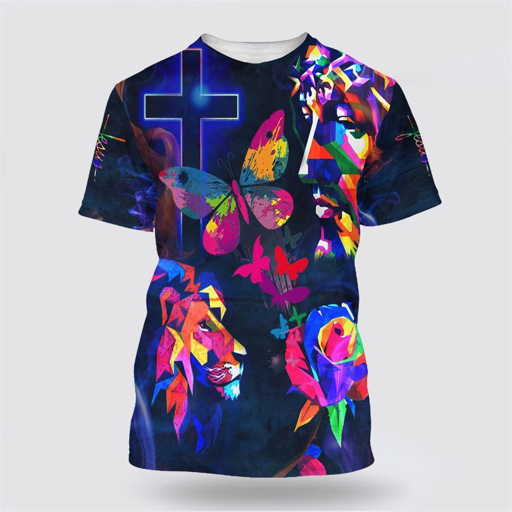 Sunflower Jesus Cross Butterfly All Over Print 3D T Shirt – Gifts For Christians Sunflower Jesus Cross Butterfly All Over Print 3D T Shirt – Gifts For Christians