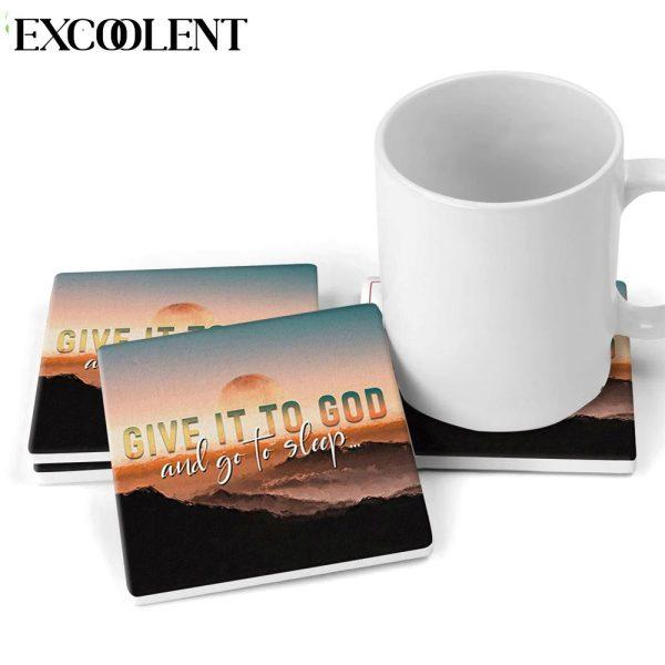 Sunset Painting Give It To God And Go To Sleep Stone Coasters – Coasters Gifts For Christian