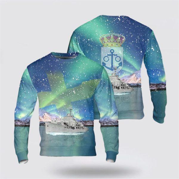 Swedish Navy HMS Alvsnabben (M01) Christmas Sweater 3D – Christmas Gift For Military Personnel
