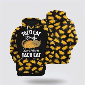 Taco Cat Christmas All Over Print Hoodie Cat Lover Christmas Hoodie 3