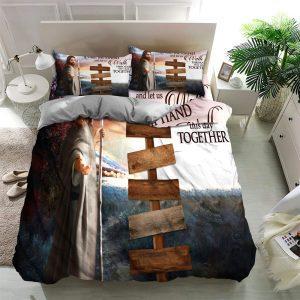 Take My Hand And Let Us Walk Through This Day Together Christian Quilt Bedding Set Christian Gift For Believers 2 hwkdes.jpg