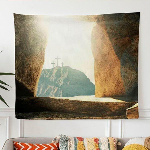 The Empty Tomb Cross Tapestry Art Christian Wall Art Decor – Gifts For Christian Families
