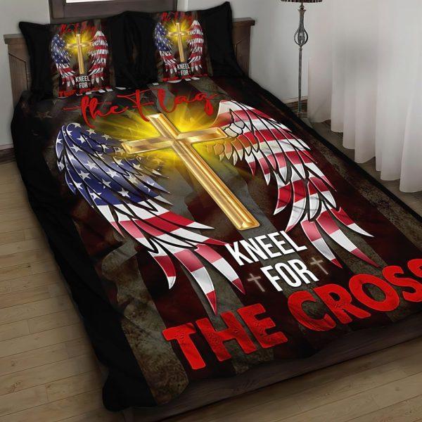 The Flag Kneel For The Cross Christian Quilt Bedding Set – Christian Gift For Believers