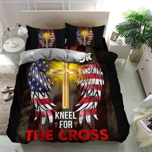 The Flag Kneel For The Cross Christian Quilt Bedding Set – Christian Gift For Believers