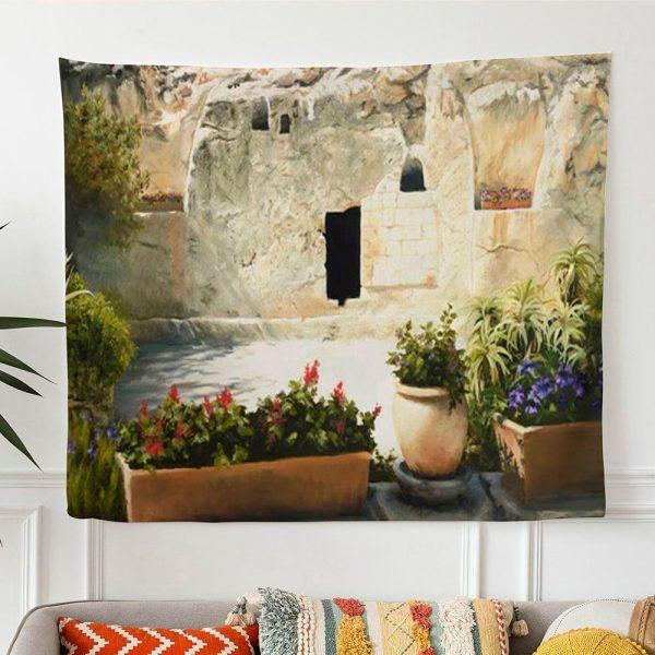 The Garden Tomb Tapestry Art Christian Wall Art Decor – Gifts For Christian Families