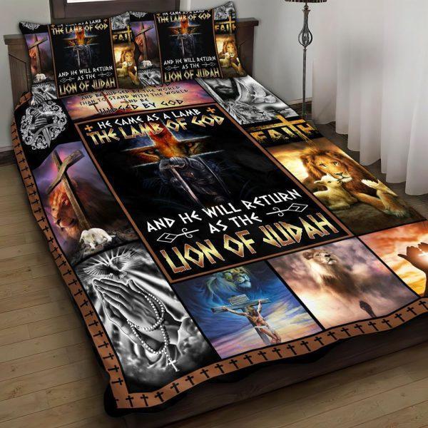 The Lamb Of God, Lion Of Judah Christian Quilt Bedding Set – Christian Gift For Believers